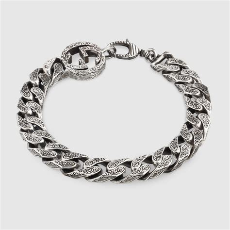 silver gucci chain mens|Gucci silver chain bracelet.